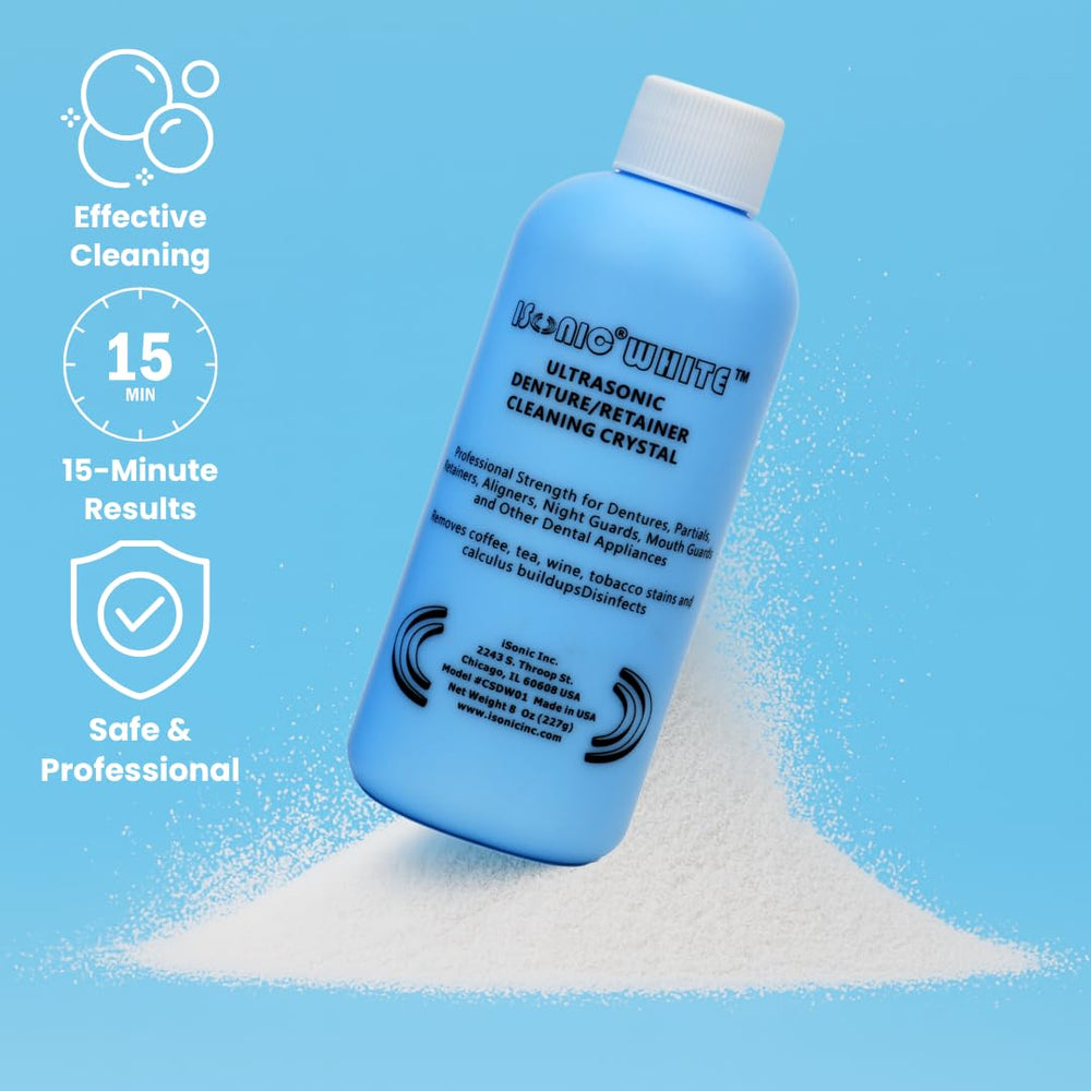 iSonic solución disuelta en vaso lista para limpiar con acción potente