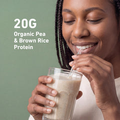 Isopure batido de vainilla en vaso, nutrición limpia post-entreno