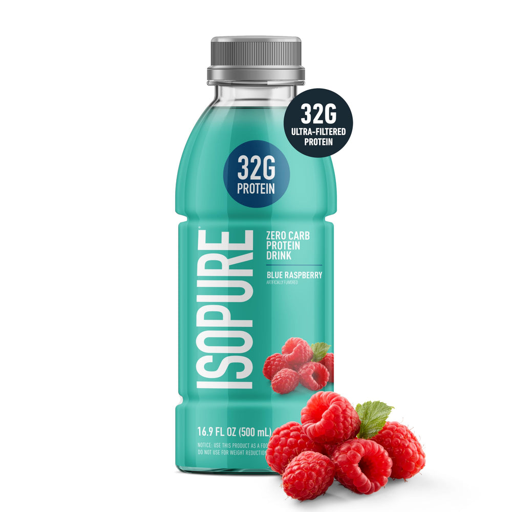 Isopure botella abierta lista para beber, conveniente y portable