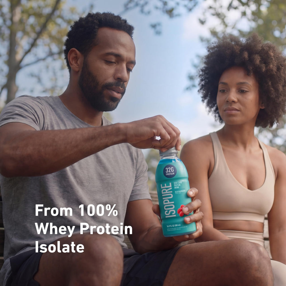 Isopure primer plano del cuello y tapón para apreciar cierre hermético