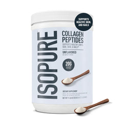 Isopure cucharada cerca mostrando textura fina y fácil disolución
