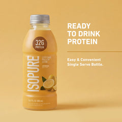 Isopure etiqueta cerca, muestra 32 g proteína limpia