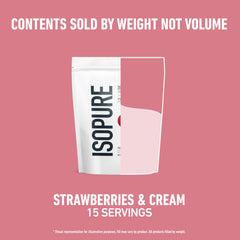 Isopure envase abierto con cuchara para fácil dosificación y uso diario