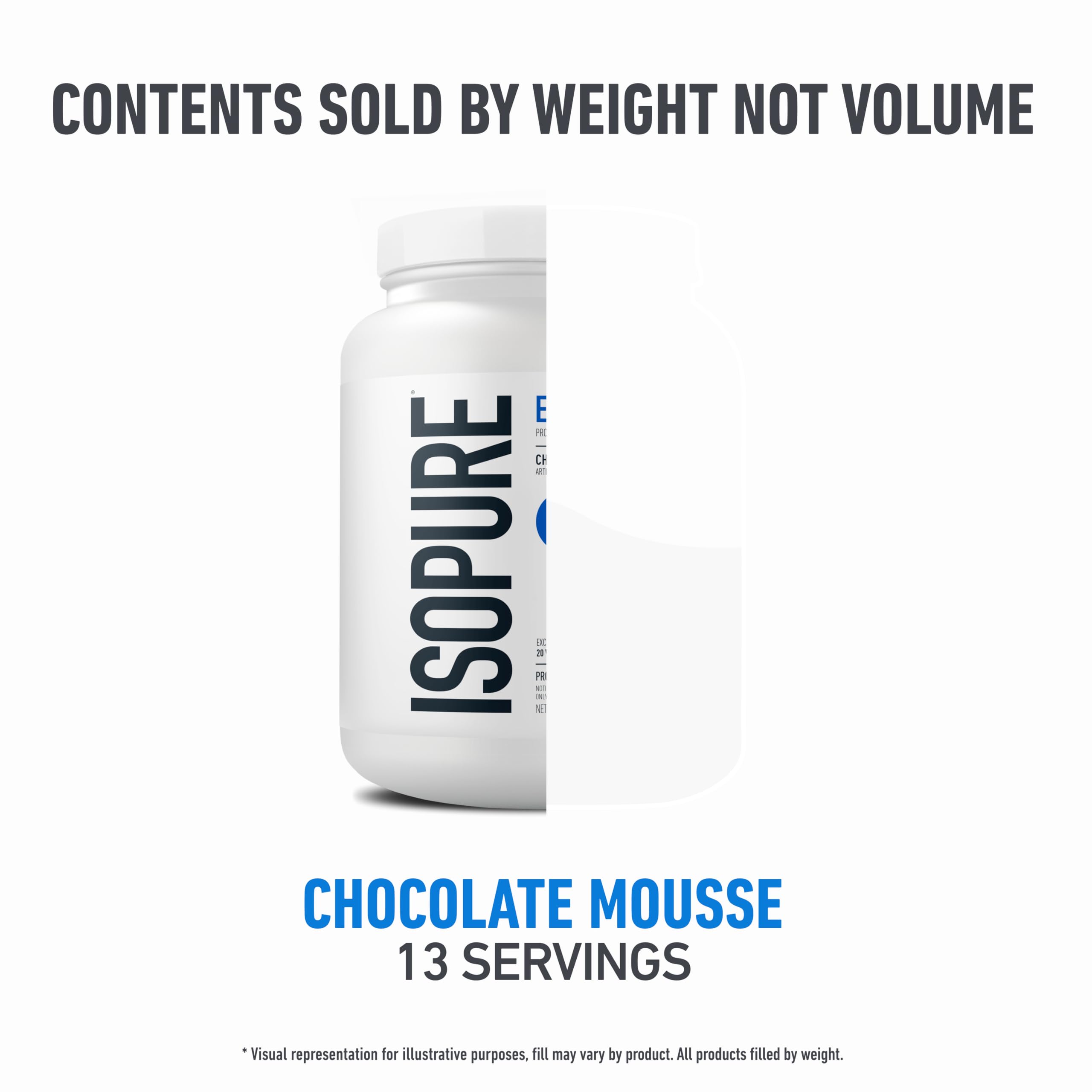 Isopure envase abierto vertiendo polvo, preparación rápida y conveniente