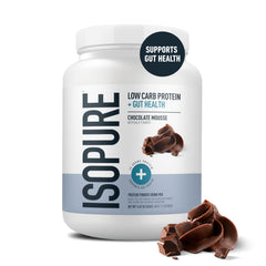 Isopure detalle de etiqueta mostrando proteína y prebiótico Bimuno para confianza