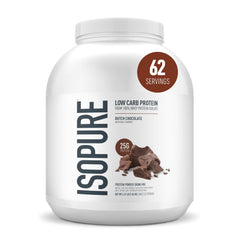 Isopure envase frontal Dutch Chocolate muestra presentación y sabor