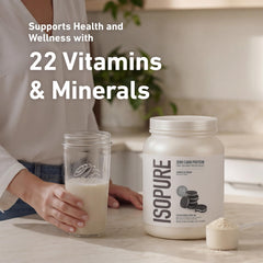 Etiqueta de Isopure detallando vitaminas y minerales añadidos
