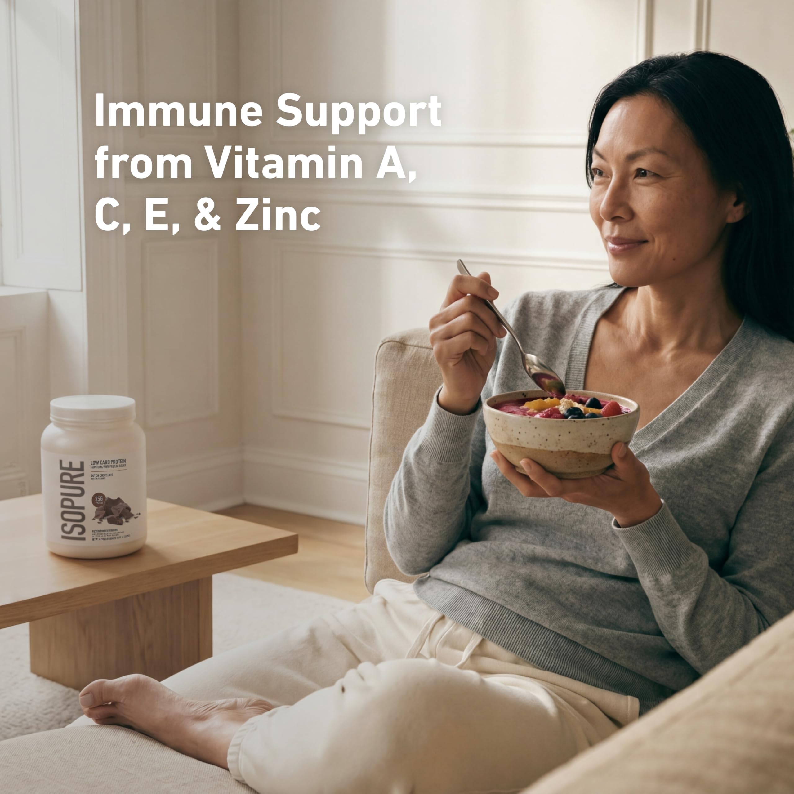 Isopure etiqueta de ingredientes con vitaminas y minerales visibles