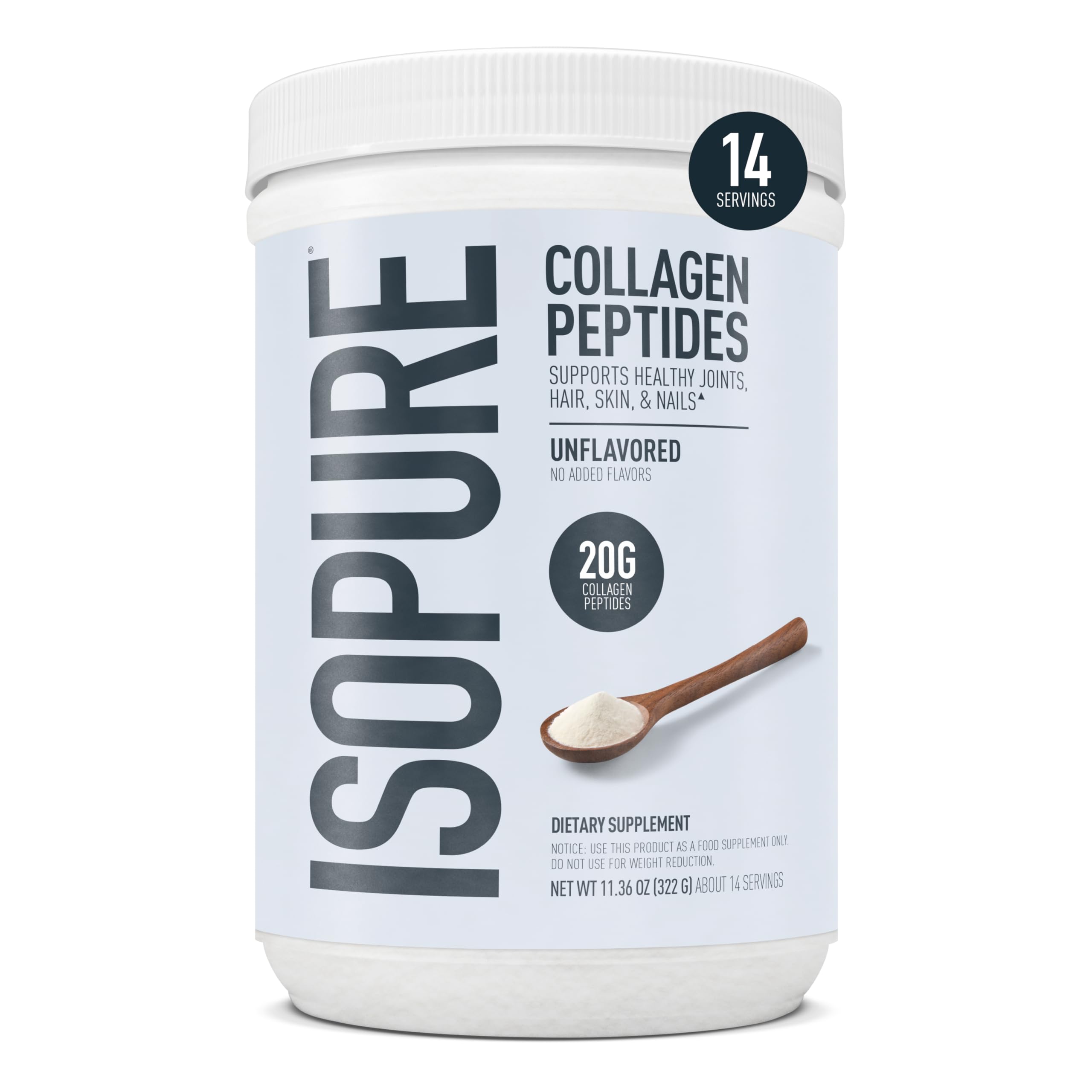 Isopure frasco frontal mostrando el envase y beneficios visibles