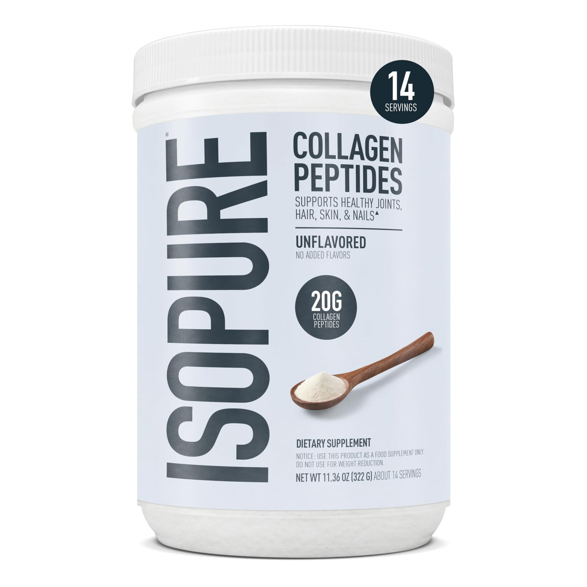 Isopure frasco frontal mostrando el envase y beneficios visibles