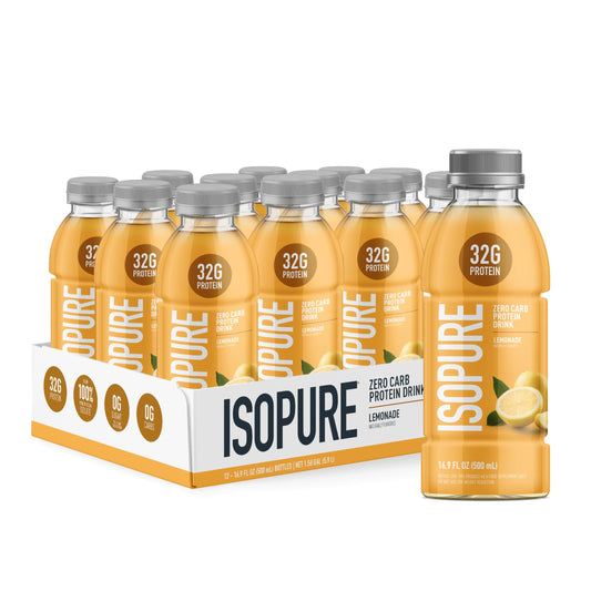 Isopure botella limonada frontal, aporte proteico inmediato