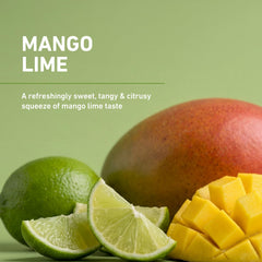 Close-up del polvo Isopure Mango Lime mostrando su textura fina y fácil mezcla