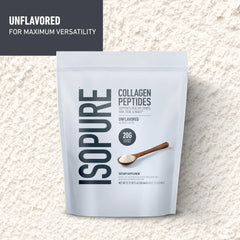 Isopure polvo disuelto en vaso con agua clara, beneficio de solubilidad