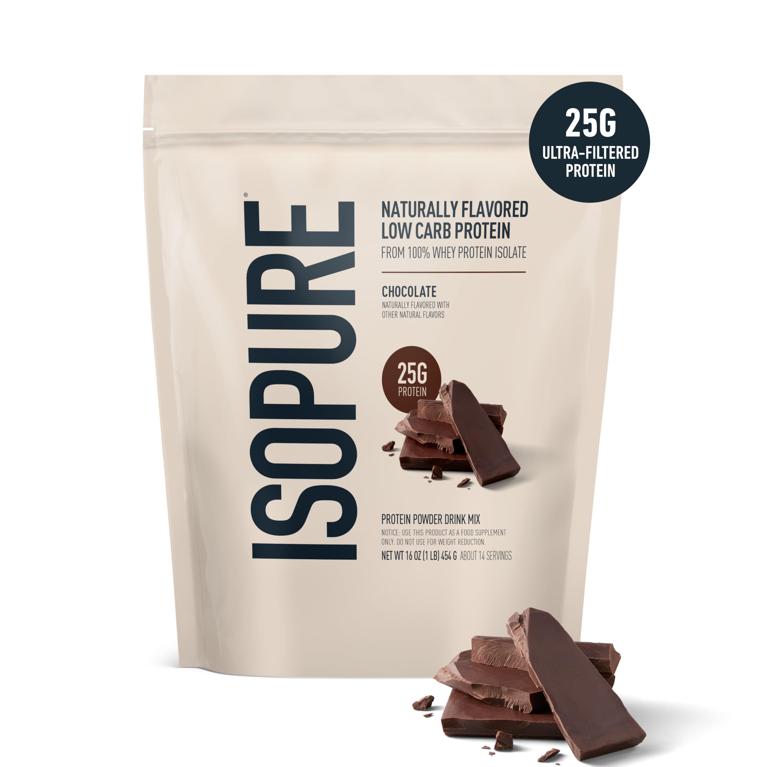 Isopure polvo textura cercana, fácil disolución y mezcla rápida