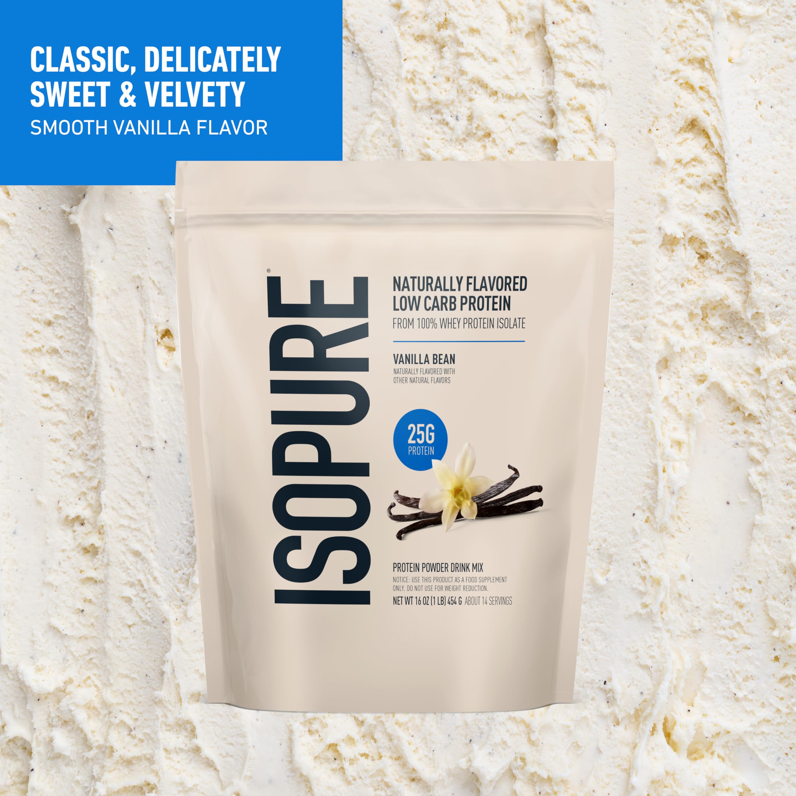 Batido preparado con Isopure Vainilla en vaso, ideal para recuperación y energía