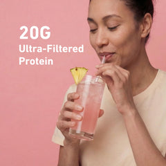 Isopure vaso con bebida Tropical Punch lista para beber y refrescar