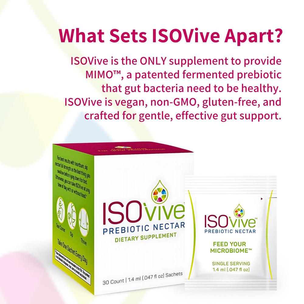 ISOThrive ISOVive primer plano del ingrediente MIMO, soporte al microbioma