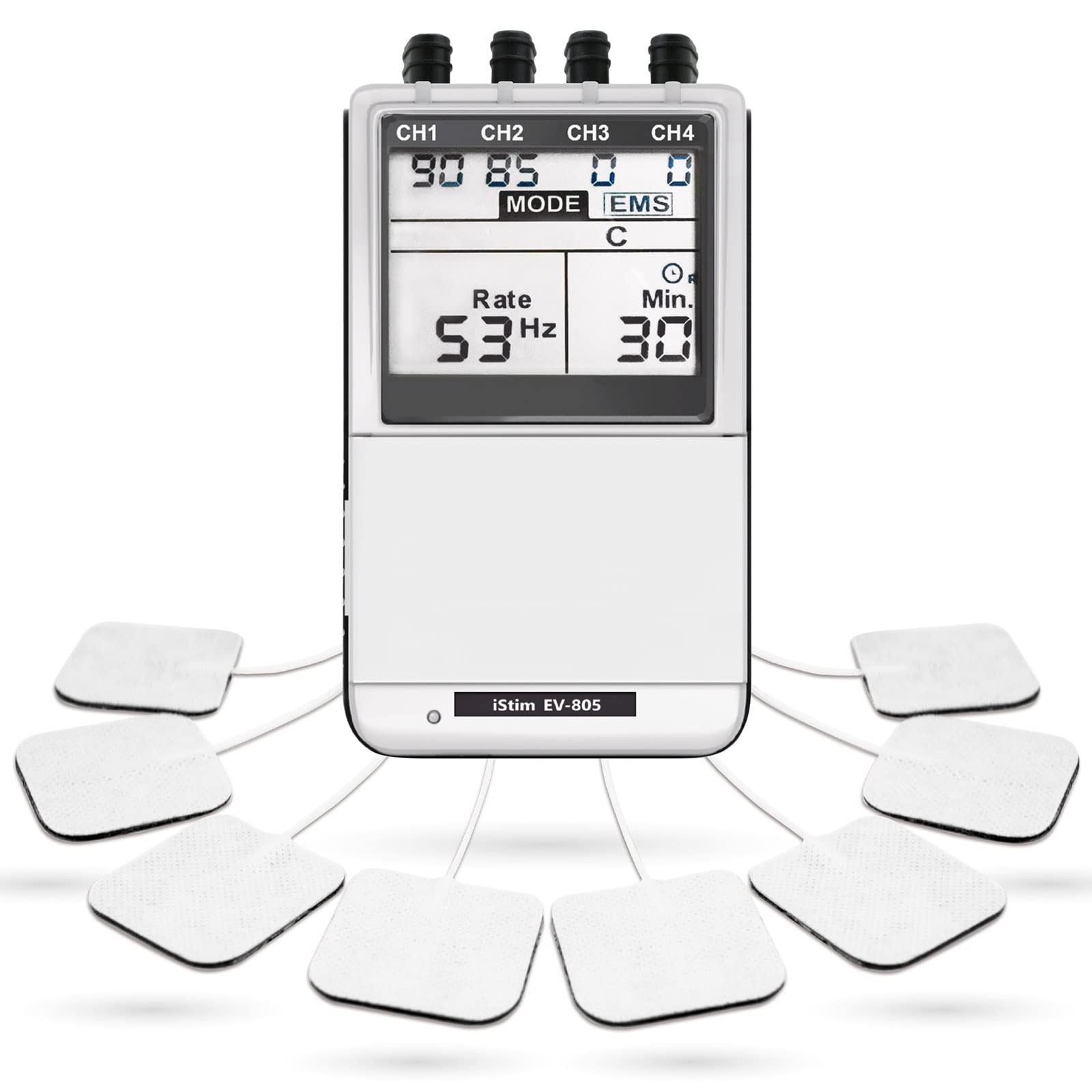 iSTIM EV-805 frontal de la unidad mostrando botones y diseño fácil de usar