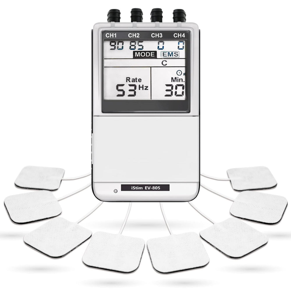 iSTIM EV-805 frontal de la unidad mostrando botones y diseño fácil de usar