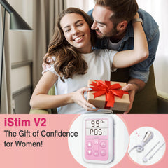 iSTIM V2 contenido del paquete con sonda, cable y pilas AA, listo para empezar sin accesorios extras