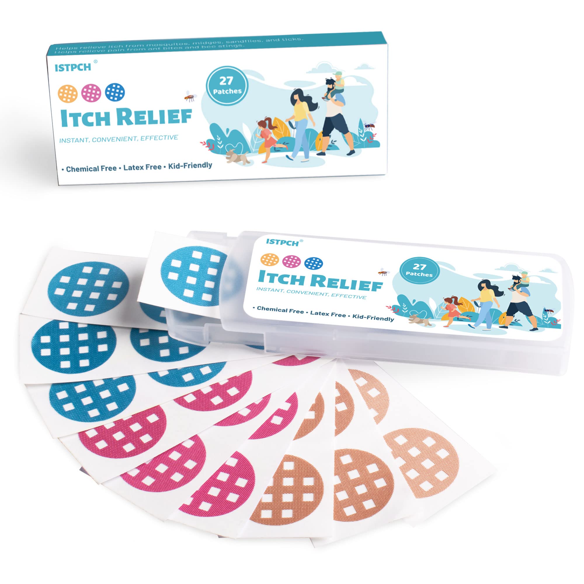 Istpch parche frontal mostrando forma y adhesivo para alivio rápido