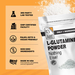 It's Just! etiqueta nutricional clara mostrando dosis y pureza