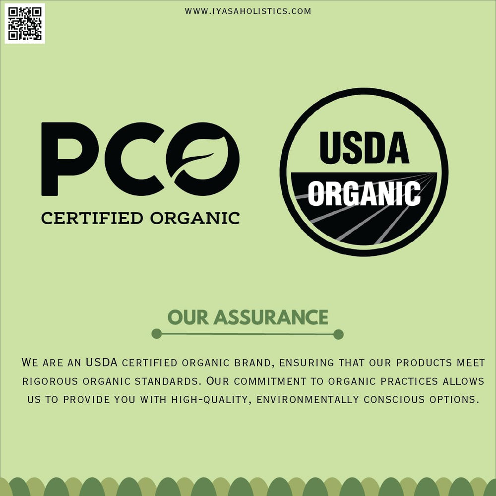 Iyasa Holistics etiqueta con sello USDA que certifica orgánico