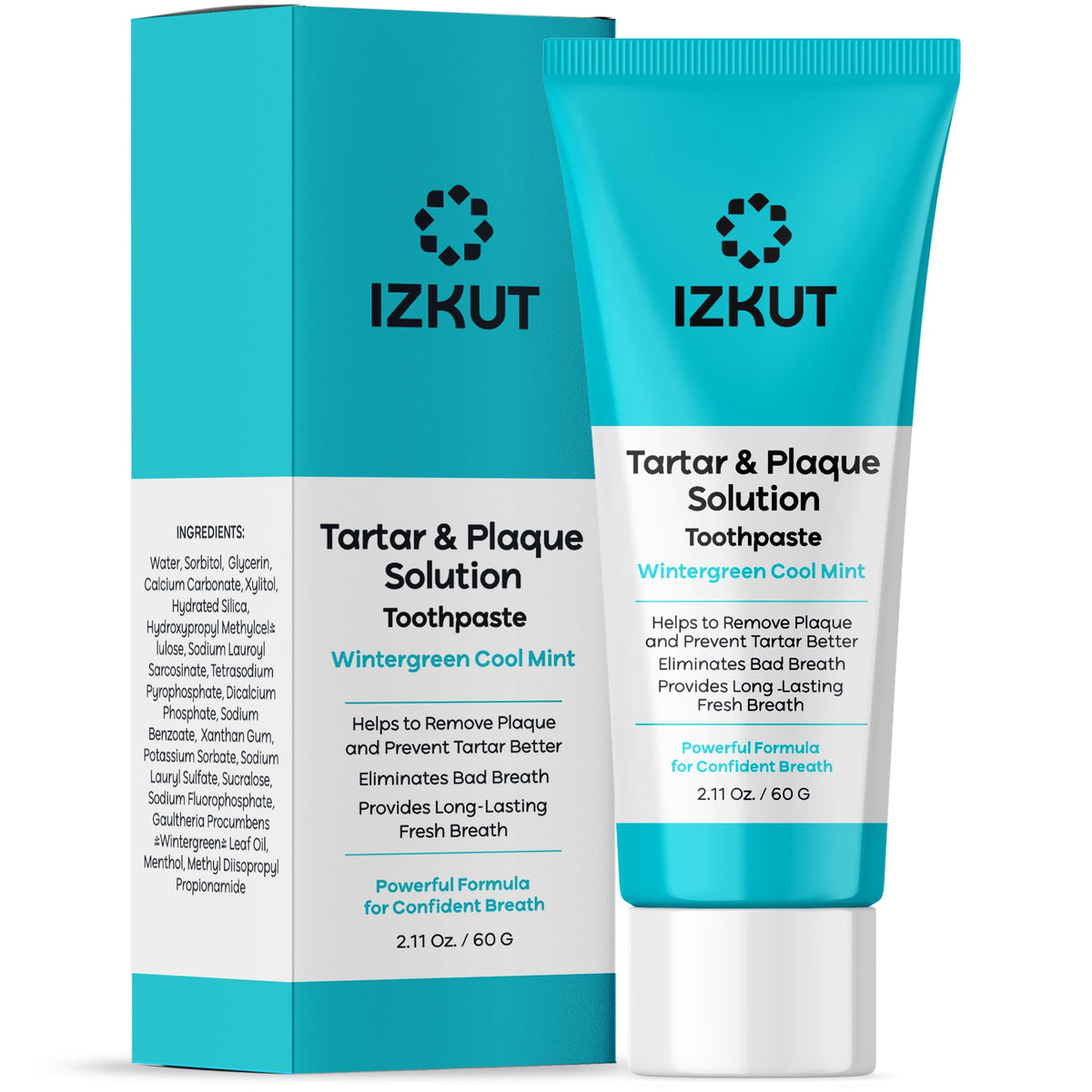 IZKUT frente del tubo mostrando diseño y beneficio limpieza profunda