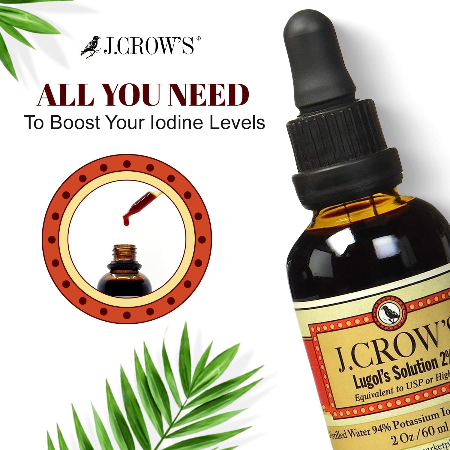 J. CROW'S etiqueta con ingredientes y sin alcohol, lectura clara y transparencia
