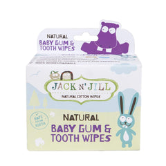Jack N' Jill paquete frontal mostrando 25 toallitas, práctico y portátil