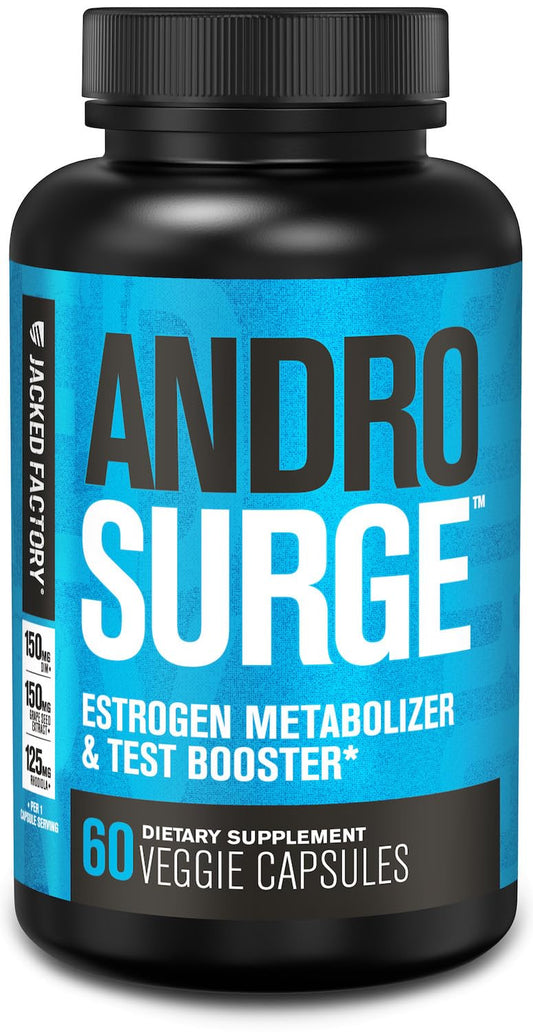 Jacked Factory Androsurge frente del envase mostrando etiqueta clara y confianza