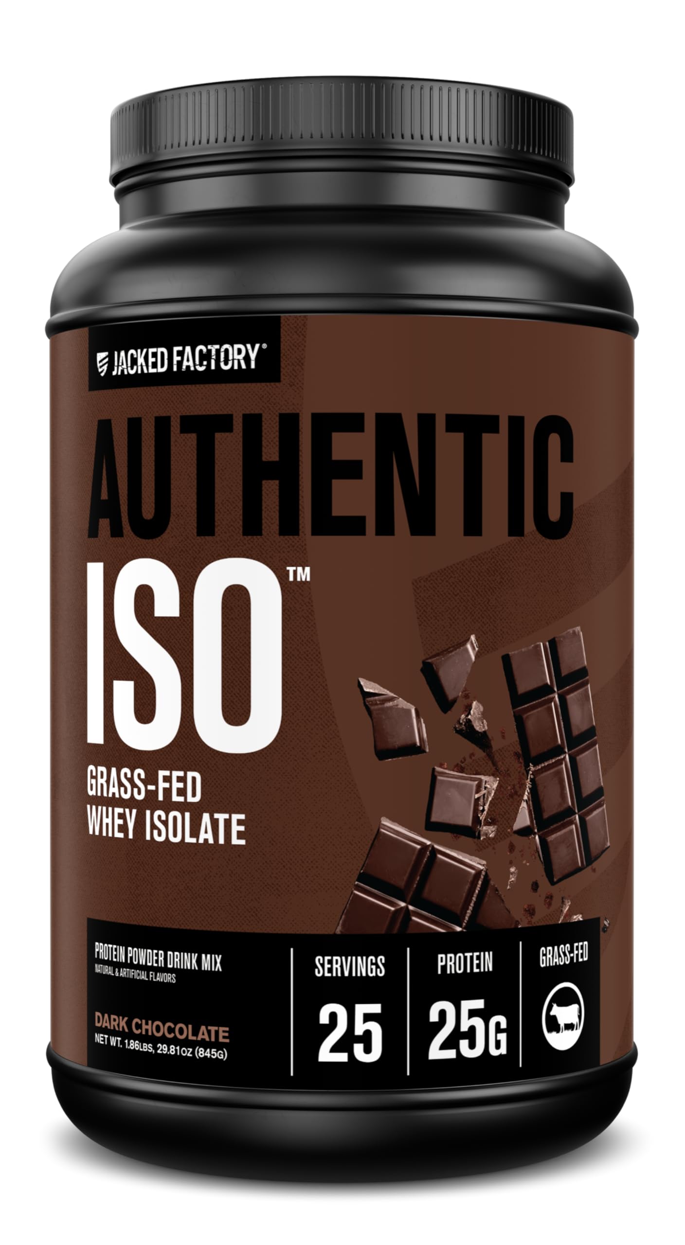 Jacked Factory envase frontal del Authentic ISO mostrando pureza y sabor