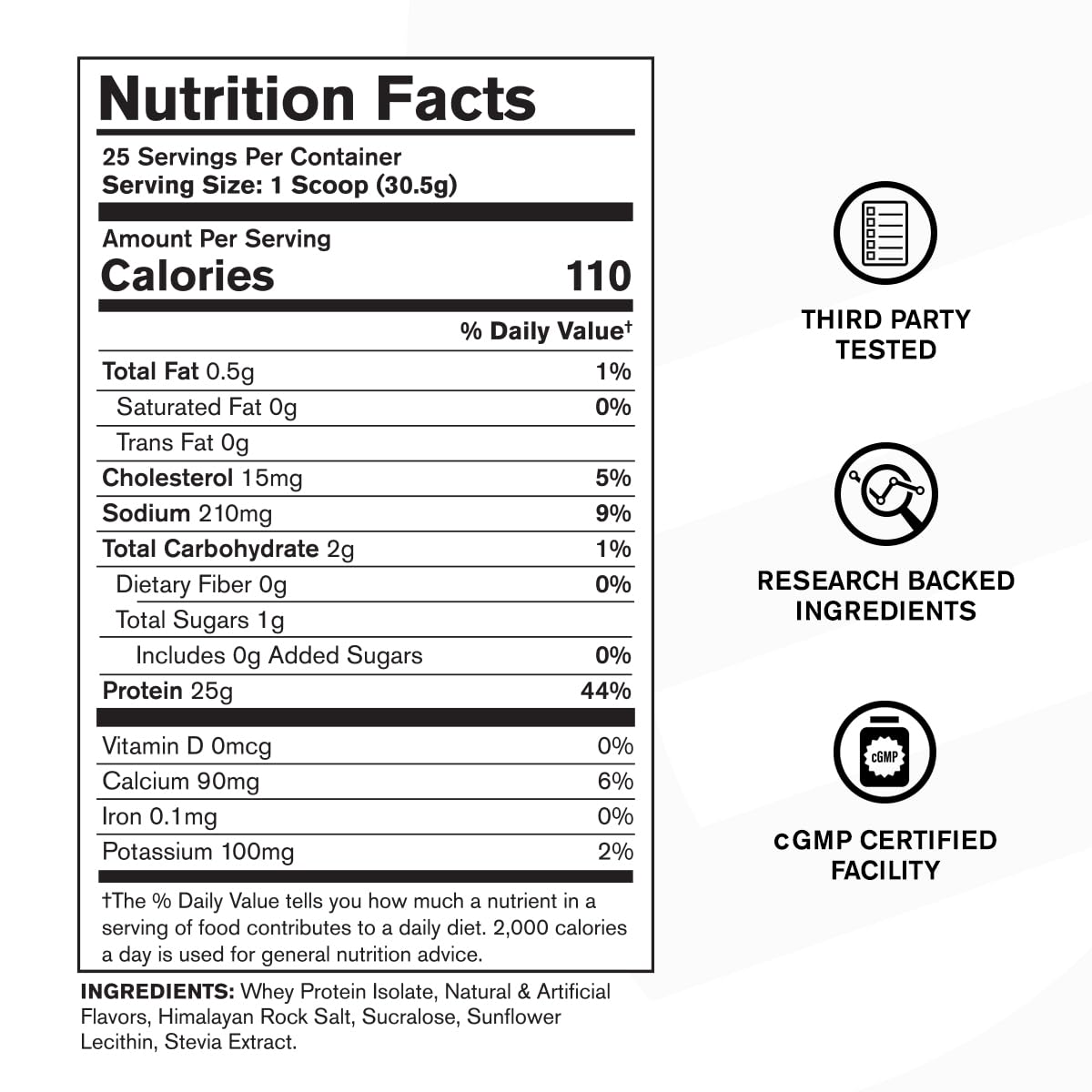 Jacked Factory etiqueta nutricional legible mostrando 25 g de proteína por servicio