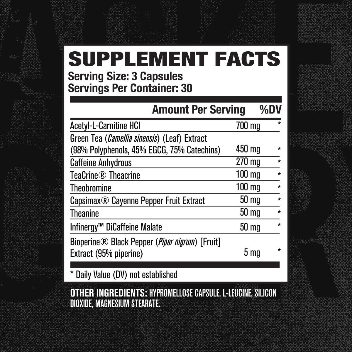 Jacked Factory ingredientes dispuestos plano que muestran mezcla de extractos naturales