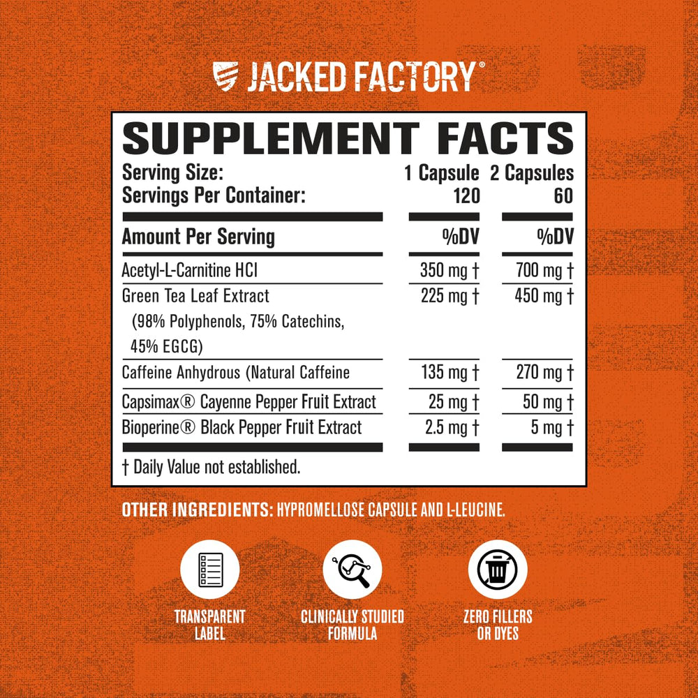 Jacked Factory Burn-XT en la mano para comparar tamaño y demostrar dosis práctica