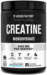 Jacked Factory envase frontal mostrando 578 g y sabor frambuesa azul, confianza de marca