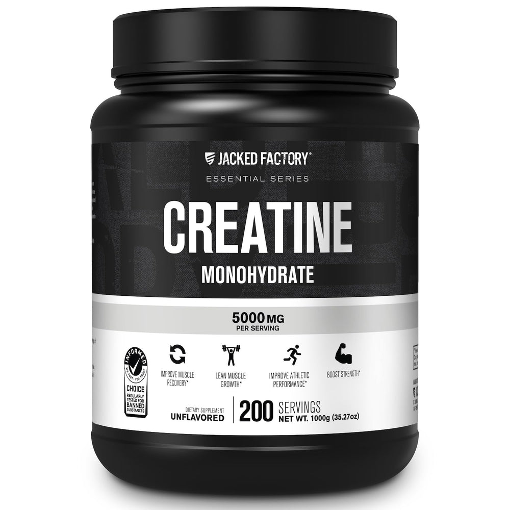 Envase Jacked Factory creatina monohidrato 1000 g mostrando la marca y formato práctico