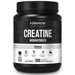 Envase Jacked Factory creatina monohidrato 1000 g mostrando la marca y formato práctico