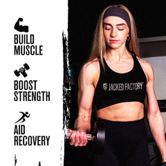 Jacked Factory creatine hcl cápsulas en la palma para comparar escala y dosificación fácil