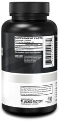 Jacked Factory creatine hcl frasco abierto y cápsulas que indican la cantidad por envase