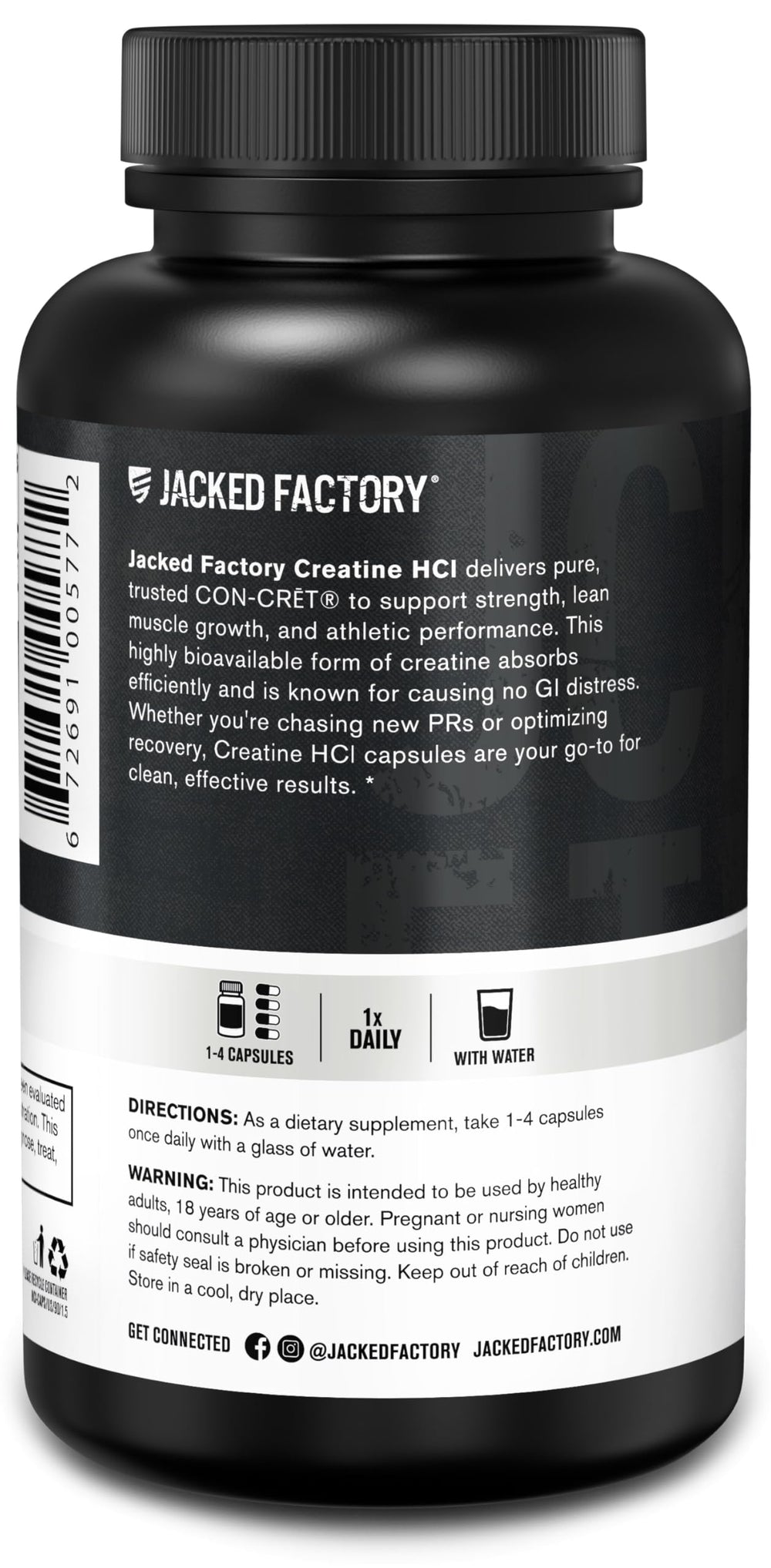 Jacked Factory creatine hcl en gimnasio con atleta mostrando uso práctico y comodidad