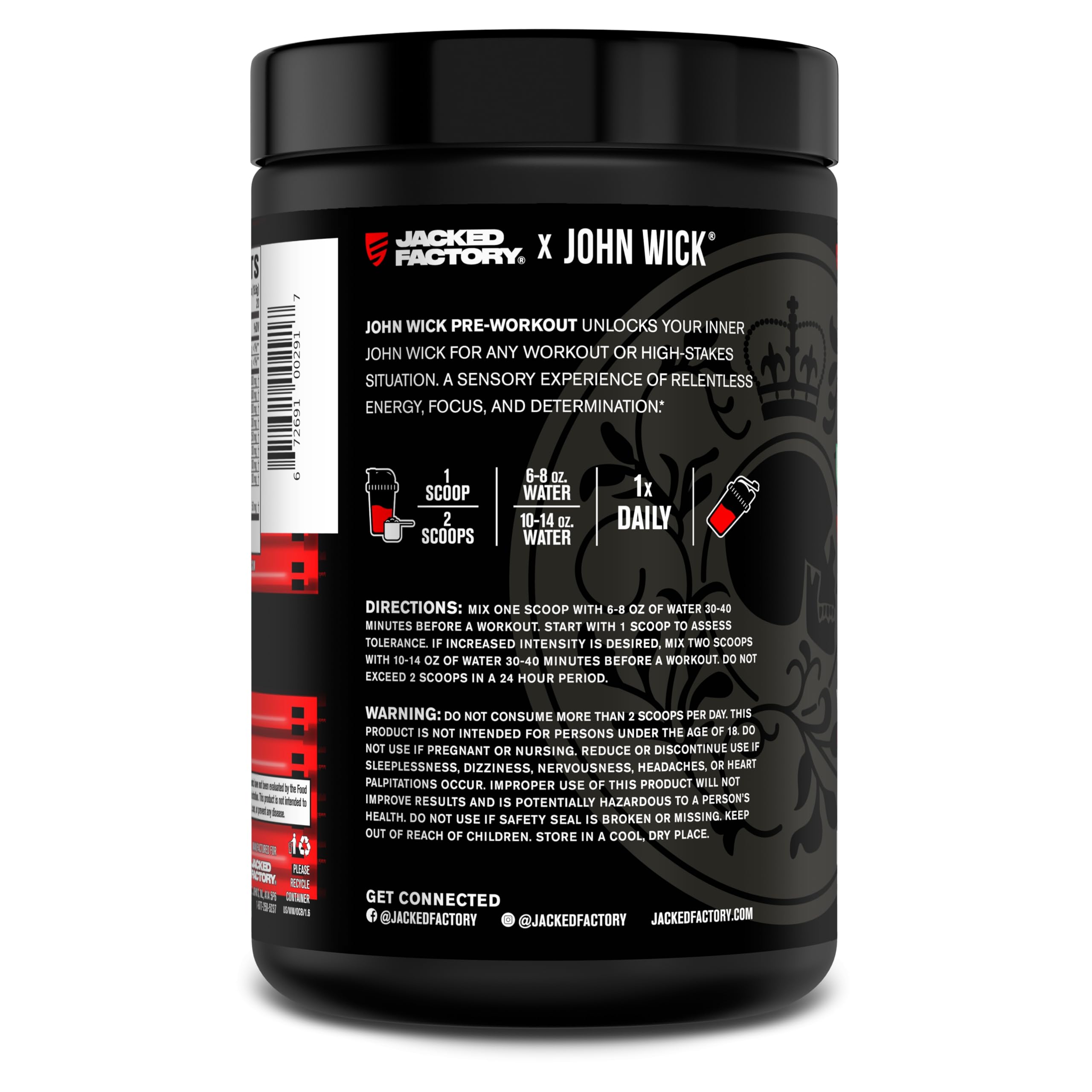 Jacked Factory escena lifestyle con equipo de entrenamiento para motivación y enfoque