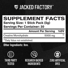 Jacked Factory etiqueta con certificaciones y pruebas de terceros