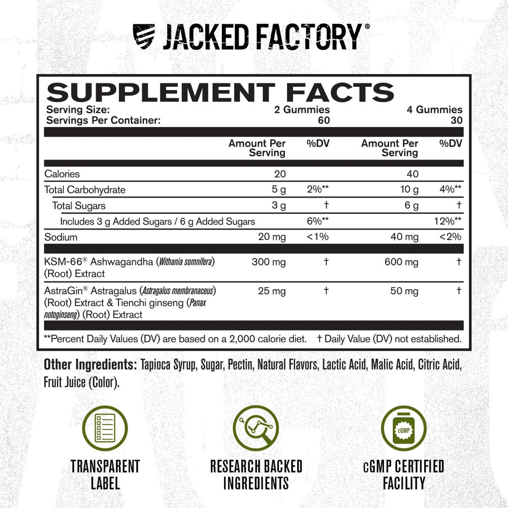 Jacked Factory ingredientes con AstraGin indicando mejor absorción