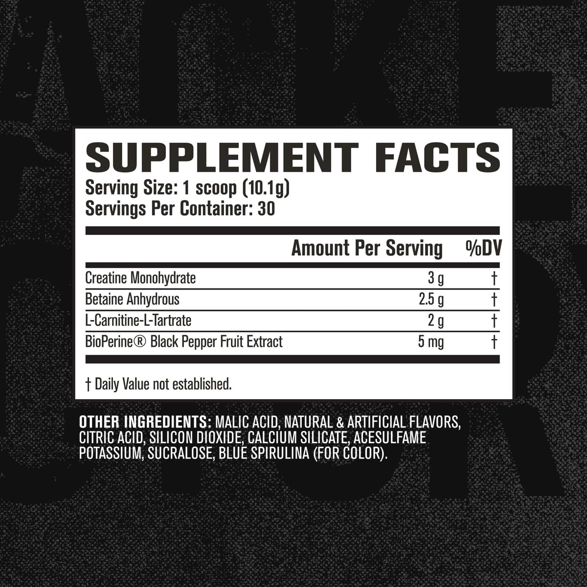 Jacked Factory etiqueta con lista de ingredientes, transparencia y calidad cGMP