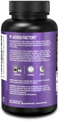 Jacked Factory Lean PM embalaje y frasco ilustrando fabricación responsable