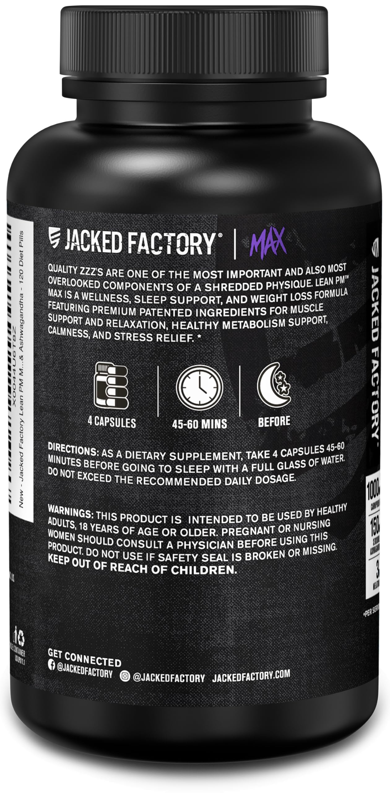 Jacked Factory frasco abierto con cápsulas mostrando cantidad y conveniencia