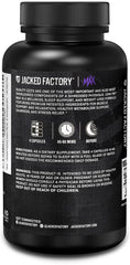 Jacked Factory frasco abierto con cápsulas mostrando cantidad y conveniencia