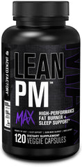 Jacked Factory envase frontal mostrando fórmula nocturna y beneficio para control del apetito