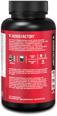 Botella abierta de Jacked Factory N.O. XT con cápsulas visibles para inspección